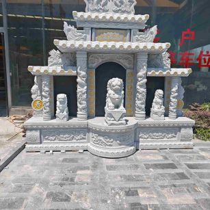 鄂州芝麻白中国黑石材套墓 花岗岩墓碑