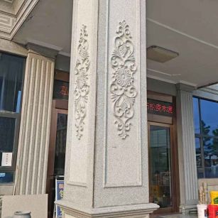 鄂州芝麻白别墅雕刻柱子  黄金麻