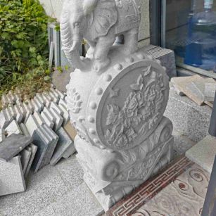 鄂州芝麻白抱鼓石 庭院抱鼓石