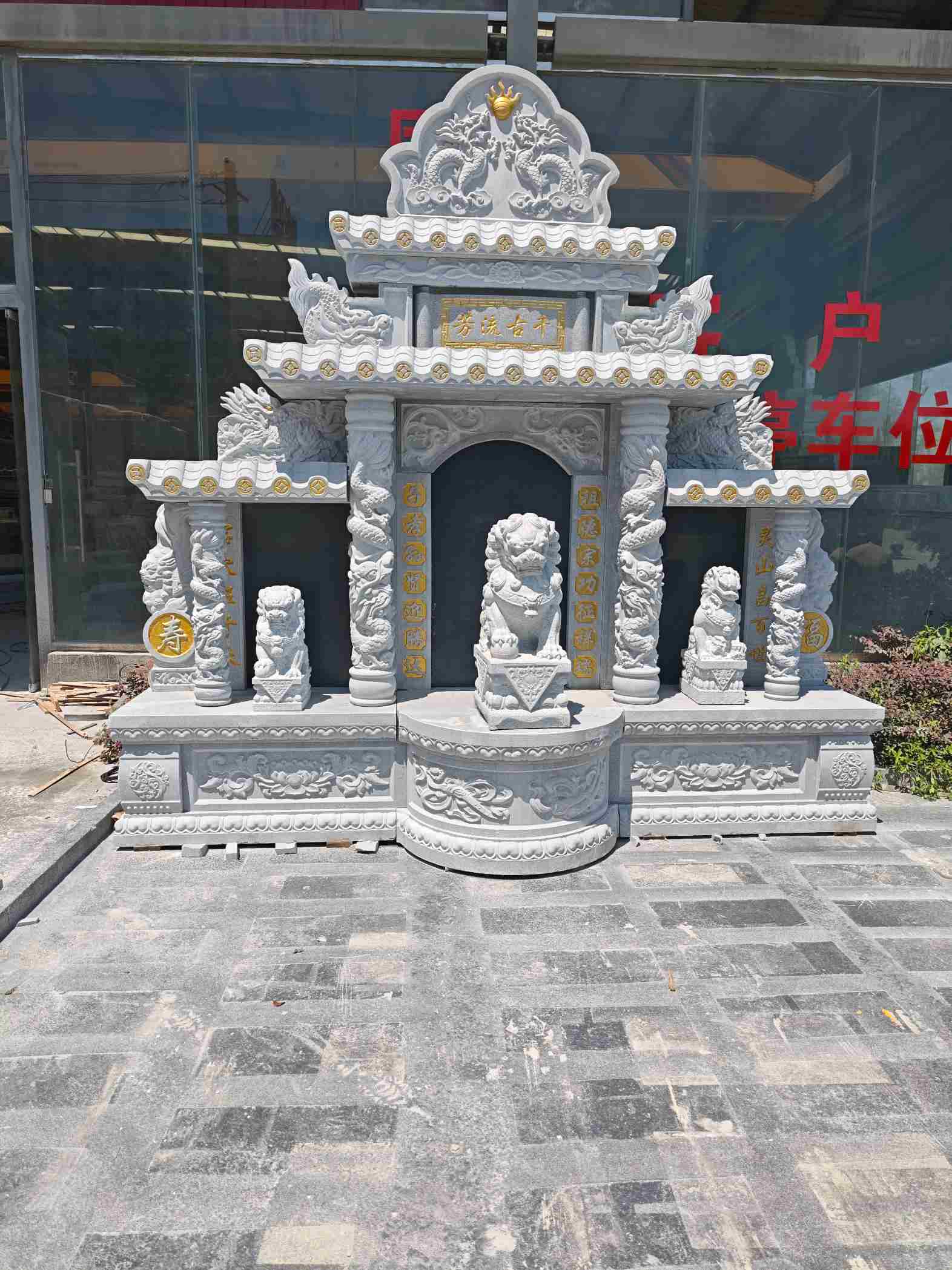 鄂州芝麻白中国黑石材套墓 花岗岩墓碑